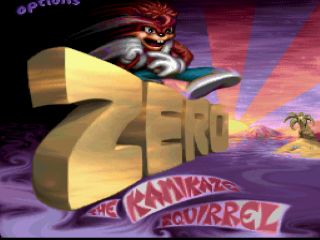 Zero the Kamikaze Squirrel title screen for Super Nintendo